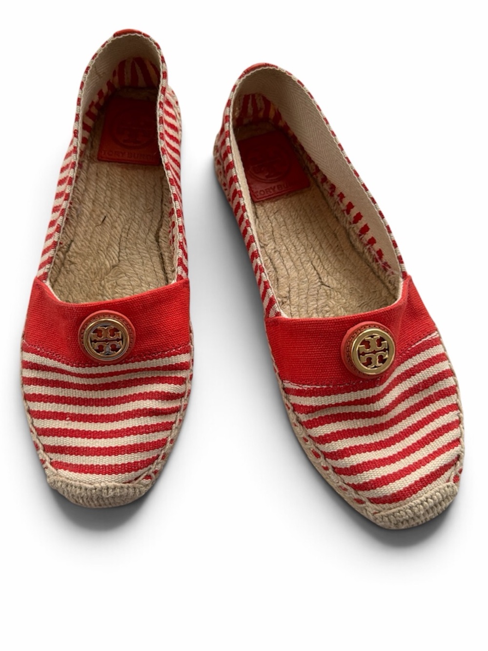 ☀️🌸☀️ Tory Burch striped canvas espadrille flats size 8